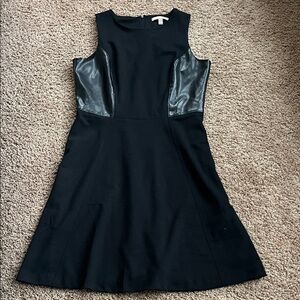 Banana Republic Sleeveless Black Dress with Leather Accents Size 10